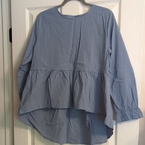 Elegant Women's Light Blue Ruffle Blouse